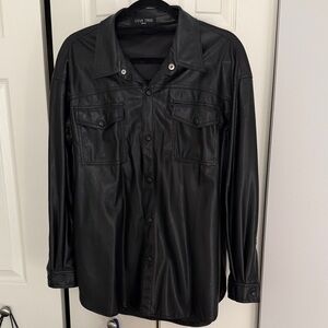 Love Tree Black Women’s Shirt Faux Leather Jacket